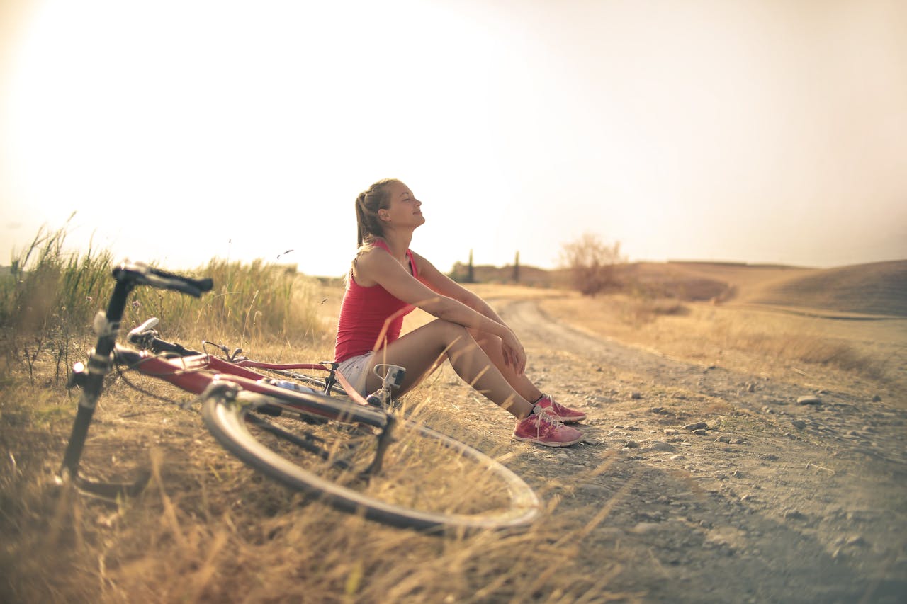 bike and a woman