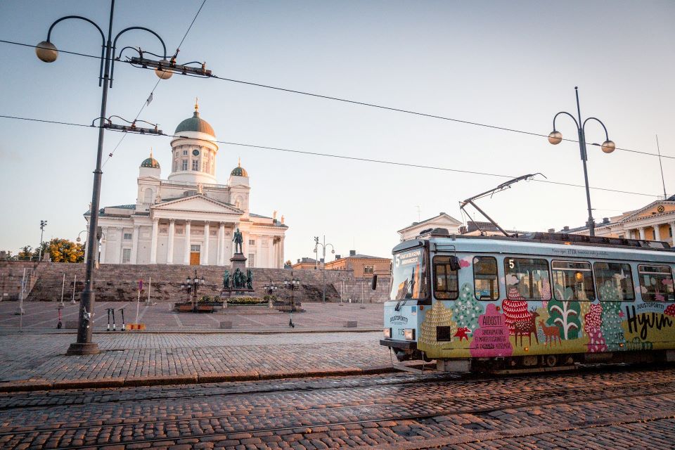 Tram near Helsinki Cathedral
